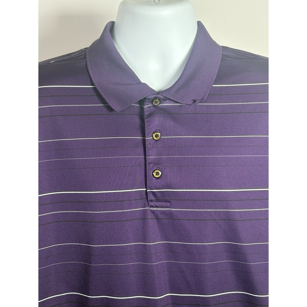 Grand Slam Golf Mens XXL Purple Striped‎ Short Sleeve Performance Polo Shirt